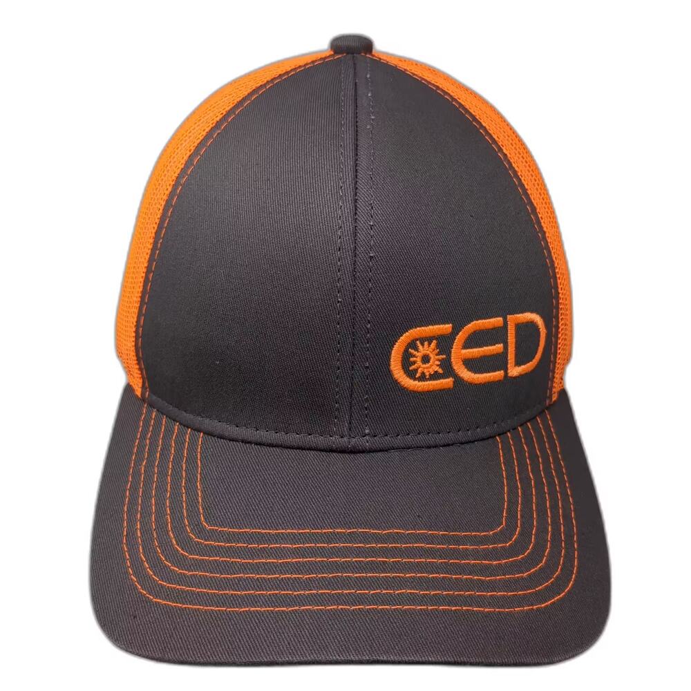BMP Trucker Hat Gray Orange Snapback One Size CED Embroidered Logo Adjustable